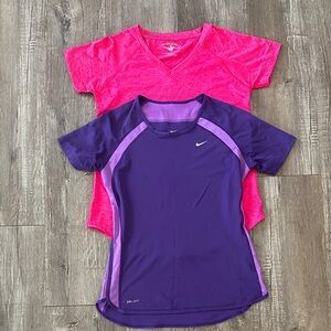 Nike Women's Pink and Purple Short Sleeve Tees
